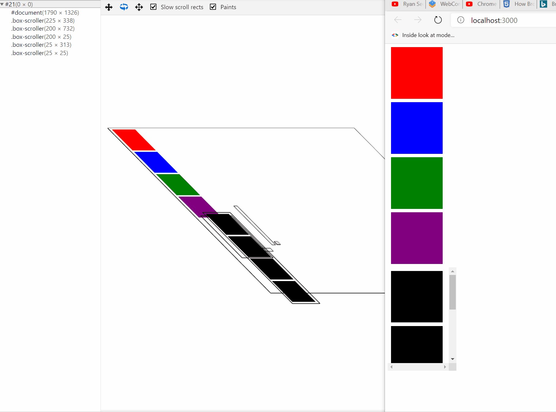 A recording of a simple scroll operation in the Layers View