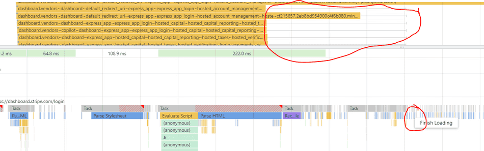 A Network Profiler request with wait time circled.