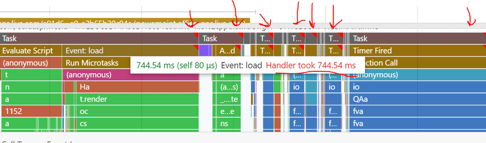 The Chromium F12 Profiler highlighting Long Tasks